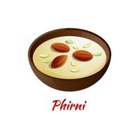phirni o kheer è un delizioso e famoso dessert di halal nell'icona del design a gradiente colorato vettore