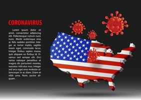 coronavirus sorvola la mappa degli Stati Uniti all'interno della bandiera nazionale vettore