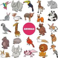 grande set di personaggi di specie animali selvatici dei cartoni animati vettore
