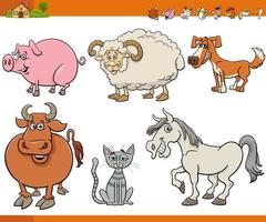 set di personaggi dei fumetti di animali da fattoria dei cartoni animati vettore