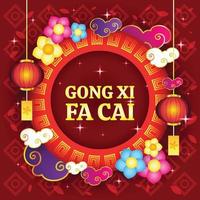 modello di sfondo gong xi fa cai vettore