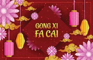 modello di sfondo colorato gong xi fa cai vettore