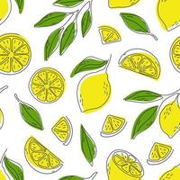 modello senza cuciture di limoni disegnati a mano. sfondo di agrumi. perfetto per i poster di carta da parati in tessuto vettore