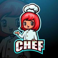 disegno del logo della mascotte dello chef della bambina vettore