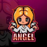 design del logo della mascotte esport della ragazza angelo vettore