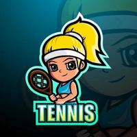 design del logo esport della mascotte del tennis vettore