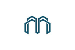 lettera m logo minimal immobiliare, edificio moderno, grafica vettoriale in stile monogramma
