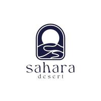 illustrazione vettoriale del concetto di logo della luce della luna del deserto del Sahara