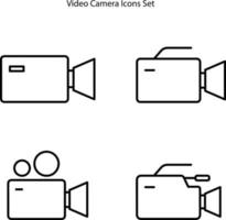 icona della videocamera isolata su sfondo bianco dalla raccolta di video. icona videocamera linea sottile contorno videocamera lineare simbolo per logo, web, app, ui. segno semplice dell'icona della fotocamera. vettore