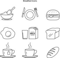 icona della colazione isolata su sfondo bianco dalla collezione dell'hotel. icona colazione linea sottile contorno lineare simbolo colazione per logo, web, app, ui. segno semplice dell'icona della colazione. vettore