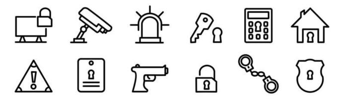 set di icone di concetto semplice di sicurezza piatta, contiene icone come protezione. vettore