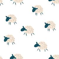 modello senza cuciture delle pecore. sfondo colorato con animali. soffice sfondo di agnello in lana per tessuto, tessuto, carta, carta da parati, avvolgimento o biglietto di auguri. elemento bambini. illustrazione del fumetto di vettore