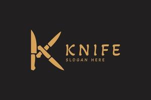 logo del coltello lettera k, grafica vettoriale dal design minimale