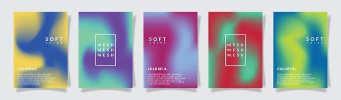 raccolta di set di modelli di copertura moderna multicolore con gradazione di maglia, grafica vettoriale di sfondo