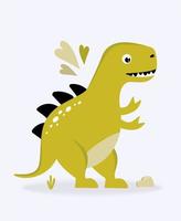 divertente simpatico dinosauro verde su sfondo chiaro. per tessuti, carta da imballaggio, poster, sfondi, decorazione di feste per bambini. illustrazione vettoriale