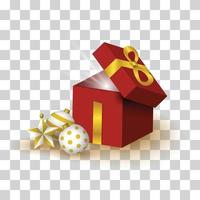 scatola regalo 3d e vettore di progettazione creativa dell'ornamento della palla di natale