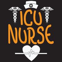 design della maglietta dell'infermiera icu vettore