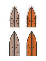 set vettoriale di porte in legno in stile cartone animato. elementi per la progettazione di giochi o case.