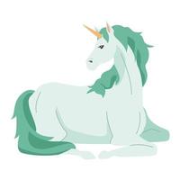 animale fata unicorno verde vettore