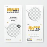 due banner di promozione del menu del cibo per i post sui social media. design minimalista e pulito vettore