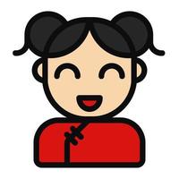avatar di ragazza cinese con abito tradizionale cinese illustrazione di capodanno icona tradizionale vacanza cultura cinese vettore
