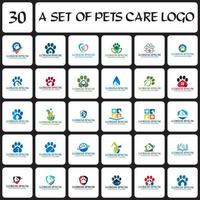 un set di logo per la cura degli animali domestici, un set di logo veterinario vettore