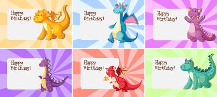 Set di modello di compleanno del drago vettore