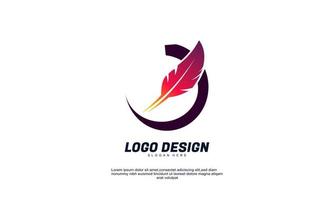 vettore d'archivio astratto creativo moderno piuma design logo elementi di design migliori per l'identità del marchio aziendale aziendale e loghi