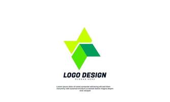 vettore d'archivio astratto idea creativa identità isolato logo moderno per società o affari colore verde con modello design piatto