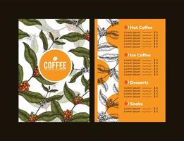 design artistico del menu del caffè vettore