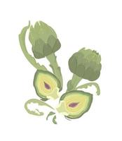 illustrazione vettoriale di capolini di fiori verdi di carciofo. verdura fresca di fattoria. cibo carciofo in stile cartone animato.