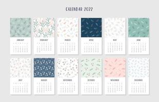 modello di calendario con bellissimo motivo floreale senza soluzione di continuità vettore