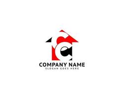 lettera iniziale cc casa logo design immobiliare vettore