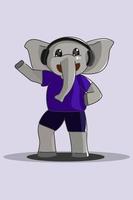 simpatico elefante animale con illustrazione del personaggio di danza vettore