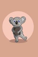 koala animale carino con illustrazione di design del personaggio del cuscino vettore