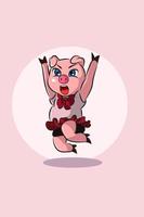 maiale simpatico cartone animato con illustrazione di design del personaggio arrabbiato vettore