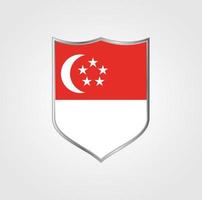 bandiera singapore con cornice scudo argento vettore