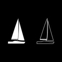 yacht icon set colore bianco illustrazione stile piatto semplice immagine vettore