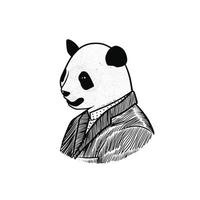 illustrazione del panda vestito da umano su sfondo bianco vettore
