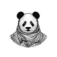 illustrazione di panda vestito da umano vettore