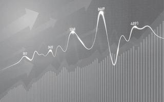 grafico del mercato azionario finanziario sul trading di investimenti in borsa, punto rialzista, punto ribassista. tendenza del grafico per l'idea imprenditoriale e tutto il design dell'opera d'arte. illustrazione vettoriale. vettore