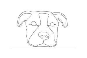 disegno a linea continua del ritratto del cane felice. singola linea d'arte di un simpatico cane. illustrazione vettoriale