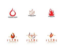 set di modello vettoriale di progettazione di logo di fiamma di fuoco