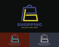 design del logo della borsa della spesa della lettera pb, logo del negozio online, logo dello shopping dell'app vettore