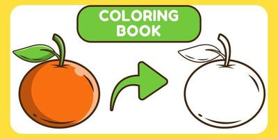 simpatico cartone animato disegnato a mano arancione doodle libro da colorare per bambini vettore
