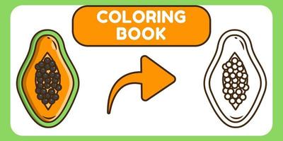 carino papaia disegnato a mano cartone animato doodle libro da colorare per bambini vettore