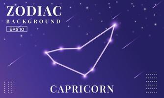 sfondo zodiacale capricorno di notte con bellissimi ornamenti di stelle cadenti e stelle. perfetto per opuscoli di quaderni, libri di scuola, carta per quaderni, libri, modelli di riviste. vettore