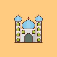 illustrazione vettoriale della moschea su uno sfondo. simboli di qualità premium. icona del colore piatto della linea vettoriale per il concetto e la progettazione grafica.