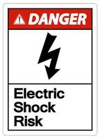 simbolo di rischio di scosse elettriche di pericolo segno su sfondo bianco vettore