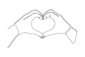 disegno a tratteggio continuo della mano che tiene il cuore di amore su sfondo bianco. singola linea d'arte di San Valentino. illustrazione vettoriale